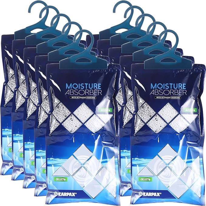 Hanging Moisture Absorber Activated Charcoal 10.6 oz/300g | Moisture Absorbing Bags for Bathroom, Closet & Kitchen | Removes