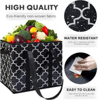 WISELIFE Reusable Grocery Bags 6-Pack Foldable Washable Large Storage Bins Basket Water Resistant Shopping Tote Bag Black