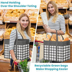 WOWBOX Reusable Grocery Bags,10-Pack, Foldable Reusable Shopping Tote Bags bulk with Reinforced Handles,Large Storage Bags with Water Resistant Coating for Groceries,Multipurpose,Grey-White