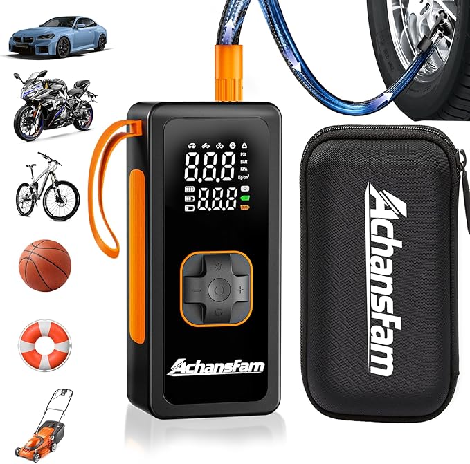 P9 Tire Inflator Portable Air Compressor, Dual Power, 150PSI Cordless Air Pump for Car Tires, Digital Gauge & Auto Stop, Small Air Compressor for, Bicycle, Motorcycle, Ball