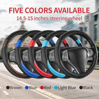 Non-Slip Car Nappa Leather Steering Wheel Cover,Universal Car Accessories Women Men Fit 14" 1/2-15" Suvs/Vans/Sedans/Cars/Tru