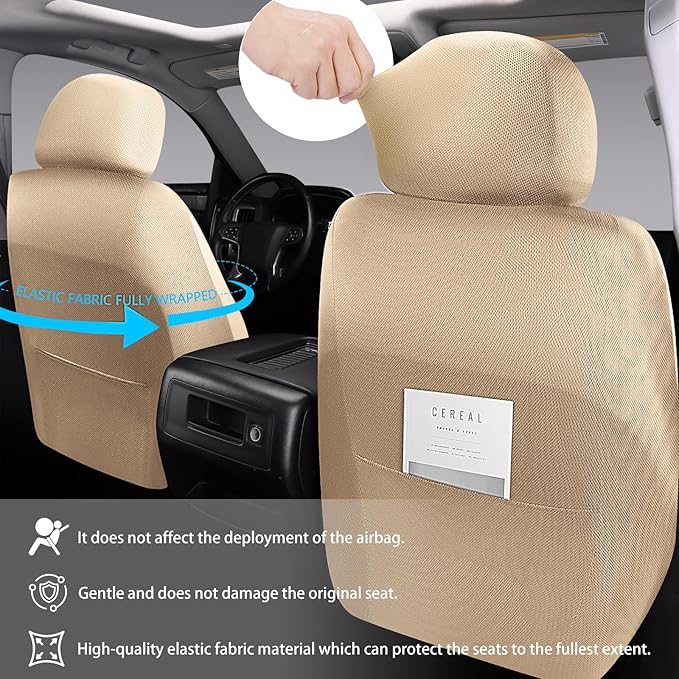 NS YOLO Leather Car Seat Covers,Universal Fit for Most Cars,SUVs and Sedans,Waterproof Luxury Leatherette Cushions, 5 Seats P