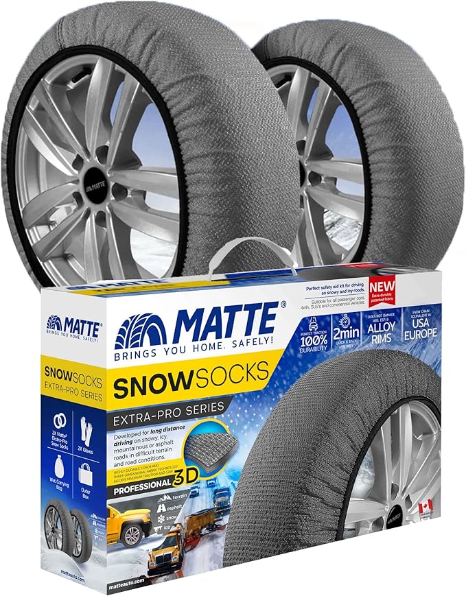 Auto Snow Socks for Tires, Emergency Traction Vehicles Safe Travel on Ice, Frost, Snow, Extra Durable Chains Equivalent Tire 