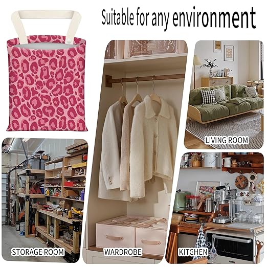 Car Garbage Can, Seat Back Hanging Cute Car Trash Can Bag, Car Organizer and Storage Bag for Travelling, Outdoor Cute Pink Leopard