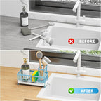 Cisily Sponge Holder for Kitchen Sink, Sink Caddy Organizer with High Brush Holder, Kitchen Countertop Organizers and Storage