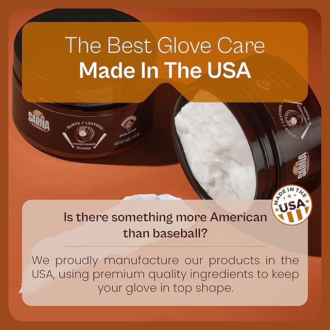 SARNA BASEBALL Glove Leather Conditioner - Use on Baseball Gloves, Softball Gloves, and Other Leather Sports Equipment - Made
