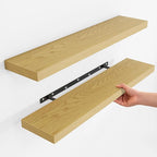 Fun Memories Rustic Wood Floating Shelves for Wall, Space-Saving Wall Mounted Shelves for Bathroom, Bedroom, Living Room and 
