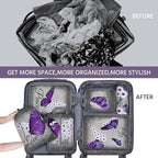 6 Pcs Compression Packing Cubes Waterproof Suitcase Travel Bag Luggage Backpack Organizer Travel Cubes for Packing-Purple But