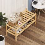 Dranixly Shoe Rack, 2-Tier Bamboo Stackable Shelf Storage Organizer, Stand for Closet, Entryway, Hallway, Bathroom and Living