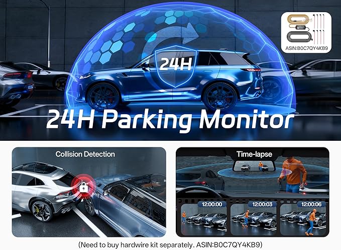 Pelsee P12 Pro 4K Mirror Dash Cam w/ADAS and BSD, 5.8GHz WiFi 20MB/s Download, Rear View Mirror Camera 4K Front and 1080P Rea