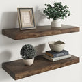 RICHFOCUS Elm Floating Shelves for Wall - 24" W x 9.3" D Rustic Solid Wood Shelves with Invisible Bracket, Wall-Mounted for L