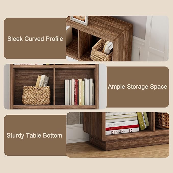 ChooChoo 3-Tier Bookshelf, 6 Cube Storage Organizer, Wooden Bookcase with Storage, Cube Storage Bookshelf for Bedroom and Hom