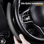 Nappa Leather Car Steering Wheel Cover for Men Women, Ultra-Thin Non-Slip Breathable Microfibre, Universal for 14.5"-15" Stee