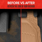 Motor Trend FlexTough Floor Mats for Cars, Beige Deep Dish All-Weather Mats, Waterproof Trim-To Fit Automotive Floor Mats for Cars Trucks SUV, Universal Floor Liner Car Accessories