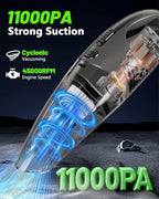 Handheld Vacuum Cordless, 11KPA Strong Suction & 25 Mins Runtime Brushless Motor, Rechargeable Car Vacuum Cleaner with 2 HEPA