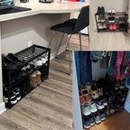 Jripae Bamboo Shoe Rack for Closet, Stackable 3 Tier Longer Shoe Organizer Shelf Holder Storage 12-15 Pairs for Entryway Door