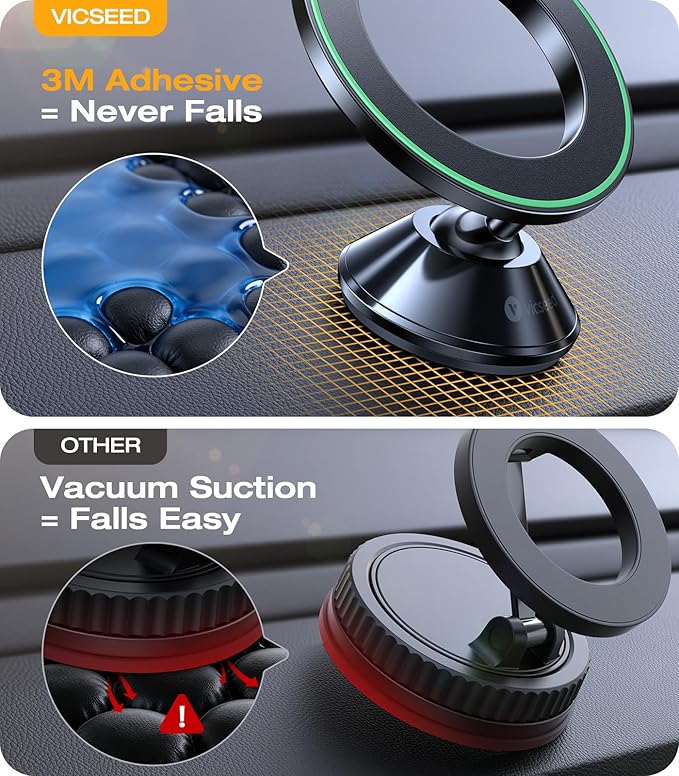 VICSEED Latest Upgrade for MagSafe Car Mount, [High & Low Temp Resistance] Magnetic Phone Holder for Your Car Dashboard, 360 Adjustable Car Phone Holder Mount for iPhone 17 Pro Max 16 15 14 13 12