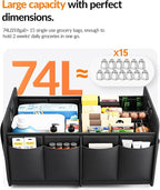 Homeve Trunk Organizer, Car Storage, Reinforced Handles, Collapsible Multi-Compartment, Foldable, Waterproof, Sturdy, 600D Oxford Polyester For Car, SUV, Mini-Van, Black, 2 Compart