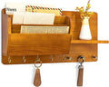Rebee Vision Pine Wood Farmhouse Key Holder Wall Mount - Key Holder for Wall with Mail Slot Can Store Letters and 8 Hooks for