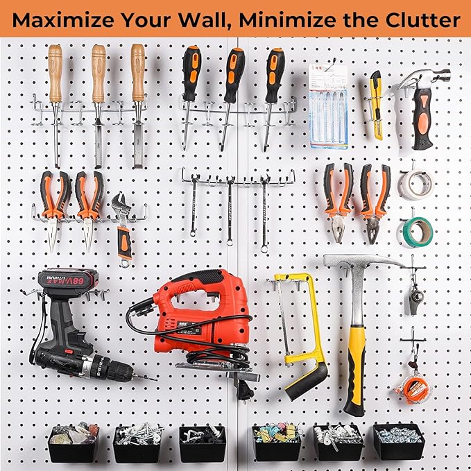 INCLY 278PCS Pegboard Accessories Organizer Kit, Peg Board Hooks Assortment with Bins for Organizing Various Tools, Fit 1/8 o