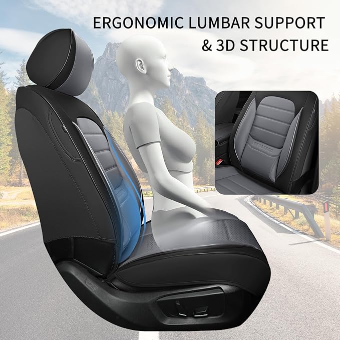Car Seat Covers Front Seats, 2Pcs Universal Faux Leather Front Seat Covers for Cars, Waterproof Automotive Seat Covers Breath