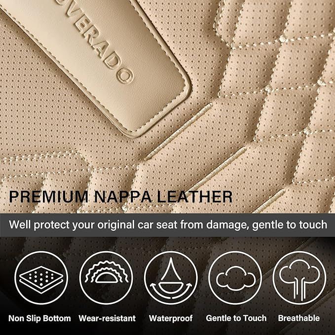 Coverado Front Seat Covers, 2 Pieces Universal Seat Cover for Cars, Breathable Nappa Leather Waterproof Car Seat Cover, Car S