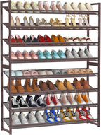 Large Shoe Rack 8 Tier Shoe Organizer, Heavy Duty Metal 4-Tier Stackable Shoe Storage Vertical Shoe Rack for Closet Front Doo
