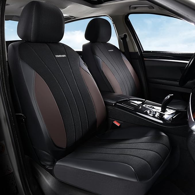 Coverado Car Seat Covers Front Seats, Luxury Seat Covers Full Set, Mesh Breathable Seat Protectors, 2 Seats Driver Seat Cover