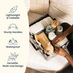 Tiny Twinkle Diaper Caddy Organizer | Foldable Baby Storage Basket with Removable Divider | Waterproof & Mess-Proof Fabric, P