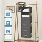 6-Shelves Hanging Closet Organizer with 5 Different Drawers, Foldable Organizers and Storage for Wardrobe, Closet& RV, Clothe
