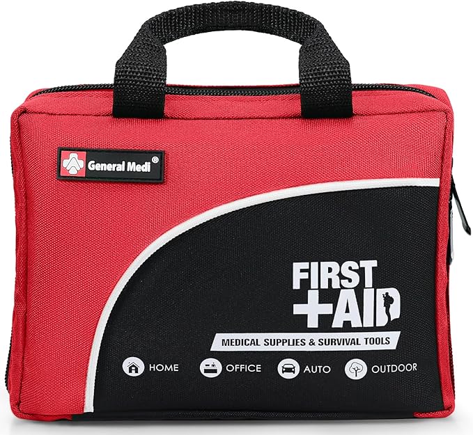 First Aid Kit -160 Pieces Compact and Lightweight - Including Cold (Ice) Pack, Emergency Blanket, Moleskin Pad,Perfect for Tr