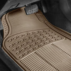 FH Group Car Floor Mats - Heavy-Duty Rubber Floor Mats for Cars, Universal Fit Full Set, Trimmable Automotive Floor Mats, ClimaProof Floor Mats For Most Sedan, SUV, Truck Floor Mats Beige