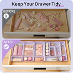 Vtopmart 25 PCS Plastic Drawer Organizers Set, 4-Size Versatile Bathroom and Vanity Drawer Organizer Trays, Storage Bins for 