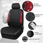 CAR PASS Oxford Bling Diamond Car Seat Covers Full Set Interior Sets, Waterproof Shining Glitter Sparkly Crystal Universal Ar