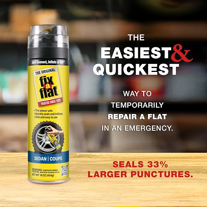 Fix-A-Flat S60420-6PK Aerosol Emergency Flat Tire Repair and Inflator, for Standard Tires, Eco-Friendly Formula, Universal Fi