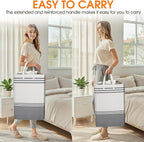 3 Pack Large Laundry Baskets, Laundry Hampers, Freestanding Waterproof Collapsible Clothes Bag with Extended & Reinforced Han