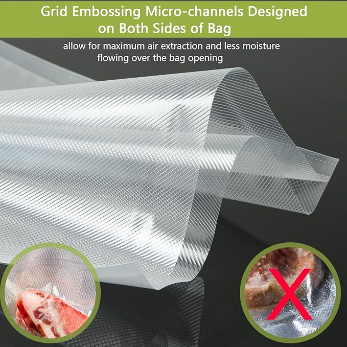 Potane 8 Pack 8"x20'(8Rolls) Thickened Vacuum Sealer Bags For Food, Textures on Both Sides, Smell-Proof, Heavy Duty for POTAN