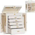 AKOZLIN Jewelry Box 6-Tier Organizer Functional 360° Rotating Jewelry Storage Case for Women Girls Ring Necklace Earring Brac