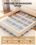 Under Bed Organizer, Storage Bins Under Bed, 60L Underbed Storage Bins for Bedroom Clothes Shoes Blankets (White, 1 Pack)