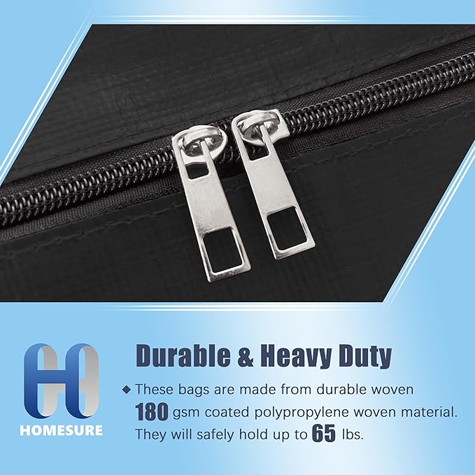 HOMESURE 4 Pack Large Strong Moving Bags with Zippers & Carrying Handles - Water-Resistant - Heavy Duty Storage Tote for Spac