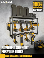 Spampur Power Tool Organizer, 8 Drill Holders Wall Mount, 3 Layer Heavy Duty Metal Storage for Garage Organization, Tools Sto