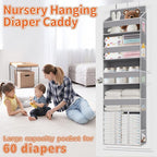 TAHAVICE Heavy Duty Over the Door Organizer with Large Capacity Caddy, Behind Door Storage with 10 Mesh Side Pockets, Back of
