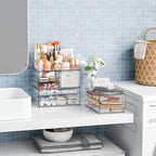 Yieach Acrylic Make up Organizers for Counter,Desk and Vanity,4 Pack Stackable Bathroom Counter Organizer with Drawers,Large 