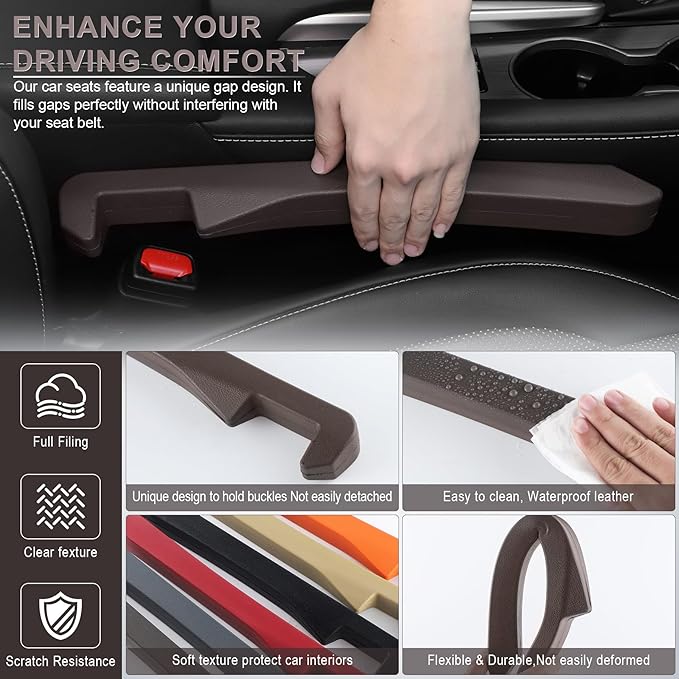 UREHEPO Car Seat Gap Filler, 2PCS Car Gap Filler Organizer, Car Inserts Between Seats, Car Interior Accessories for Men and Women, Universal Side Seat Gap Filler for Car Truck SUV (Brown)