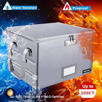 ENGPOW File Box with Lock, Fireproof Document Box with Zipper＆Pockets, Collapsible File Organizer Filing Storage Cabinet with