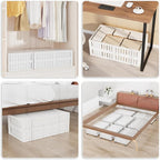 Bamboo Under Bed Storage with Wheels,Rolling Underbed Shoe Organizer Box for Shoes,Blankets,Toys,Clothes Container Space-Savi