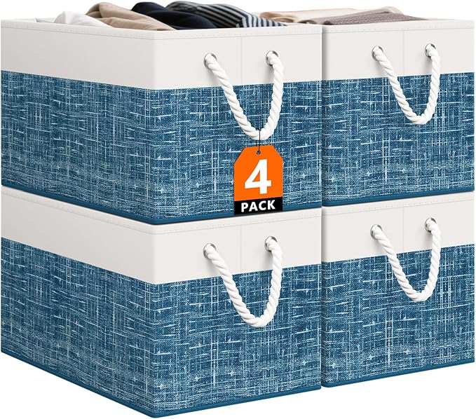 StorageTastic Storage Bin,Collapsible Storage Basket For Organizing,Large Storage Boxes With Rope Handles,Storage Containers,