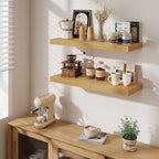 Fun Memories 32 x 10 Floating Shelves Wall-Mounted - Rustic Wood Shelf - 10 Inch Deep Floating Shelves for Wall - Large Stora