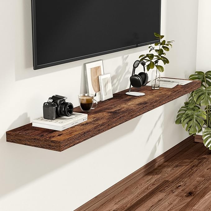 Vivelove 12 Inch Deep Floating Shelves for Wall, 47.2x12 Shelves with Invisible Brackets, for Living Room Bedroom Bathroom, F