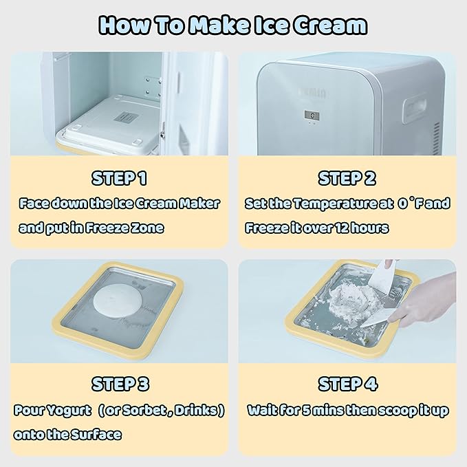 Ice Cream Roll Maker Rolled Ice Cream Machine, Sweet Spot Pan, Instant Cold Plate, Ideal for Making Rolled Ice Cream Soft Serve Slushies Frozen Yogurt Sorbet and Gelato (Yellow)